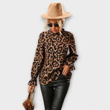 Kayla - Leoblusa con colletto plissettato