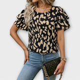 Lela - Blusa elegante con maniche leopardate