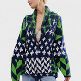 Portia - Cardigan vintage con colletto button down e manica lunga