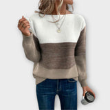 Clara - Maglione Elegante in Patchwork a Tre Colori