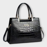 Gianna Boutique - Borsa a Mano con Motivo Coccodrillo Lucido