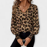 Blusa selvaggia e stilosa a stampa leopardata