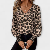 Blusa selvaggia e stilosa a stampa leopardata