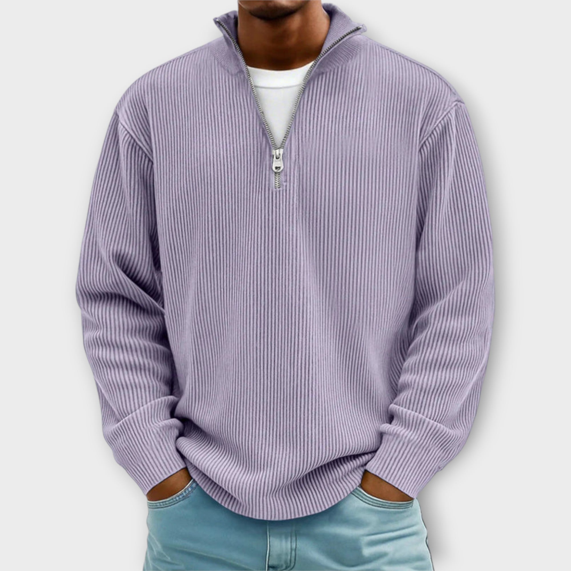 Lennart | Maglione con colletto alto a coste e zip