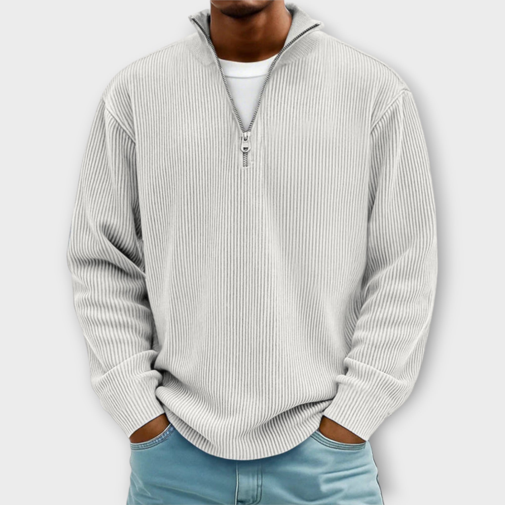 Lennart | Maglione con colletto alto a coste e zip