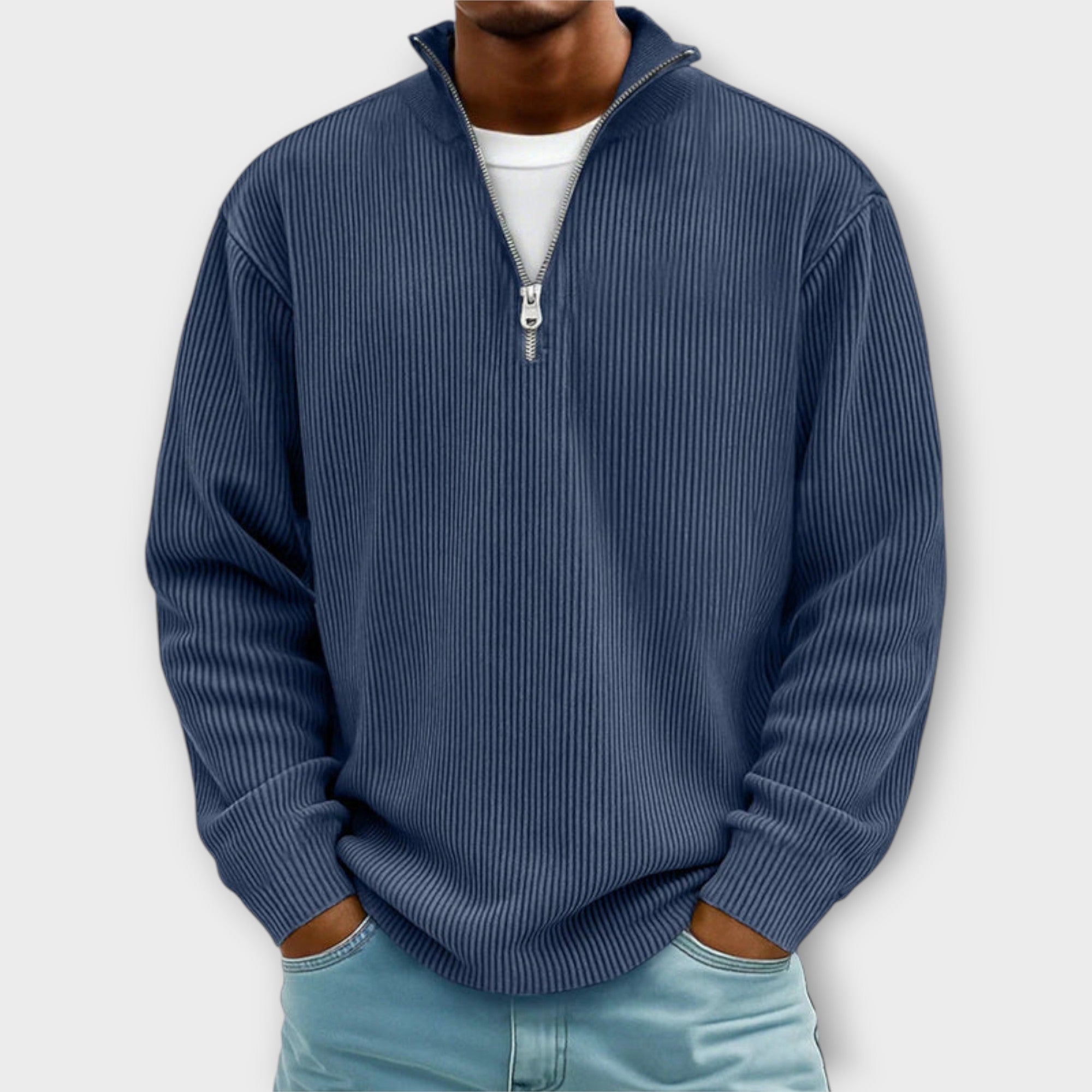 Lennart | Maglione con colletto alto a coste e zip