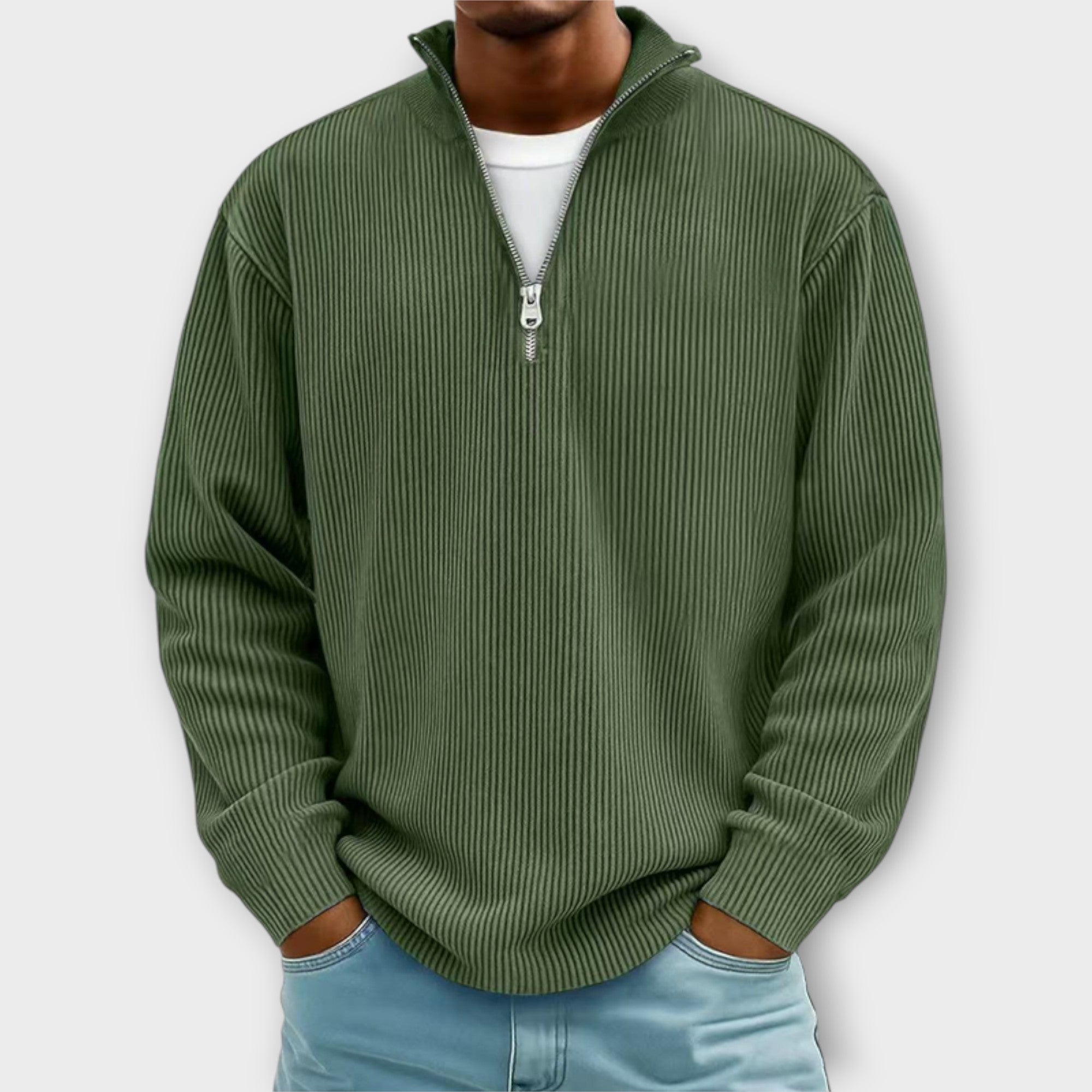 Lennart | Maglione con colletto alto a coste e zip