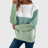 Clara - Maglione Elegante in Patchwork a Tre Colori