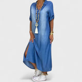 Ilse - Abito estivo con scollo a V in denim