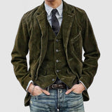 Set Blazer e Gilet in Velluto a Corda per Uomini