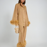 Lya - Set a Due Pezzi con Collo di Piume