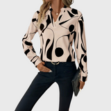 Elegante blusa con maniche lunghe e scollo a V