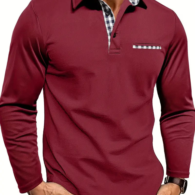 Marcel™ | Polo a maniche lunghe con dettaglio a quadri