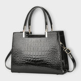 Gianna Boutique - Borsa a Mano con Motivo Coccodrillo Lucido