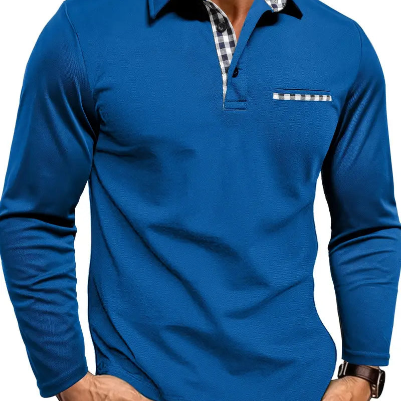 Marcel™ | Polo a maniche lunghe con dettaglio a quadri