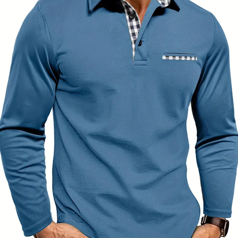 Marcel™ | Polo a maniche lunghe con dettaglio a quadri