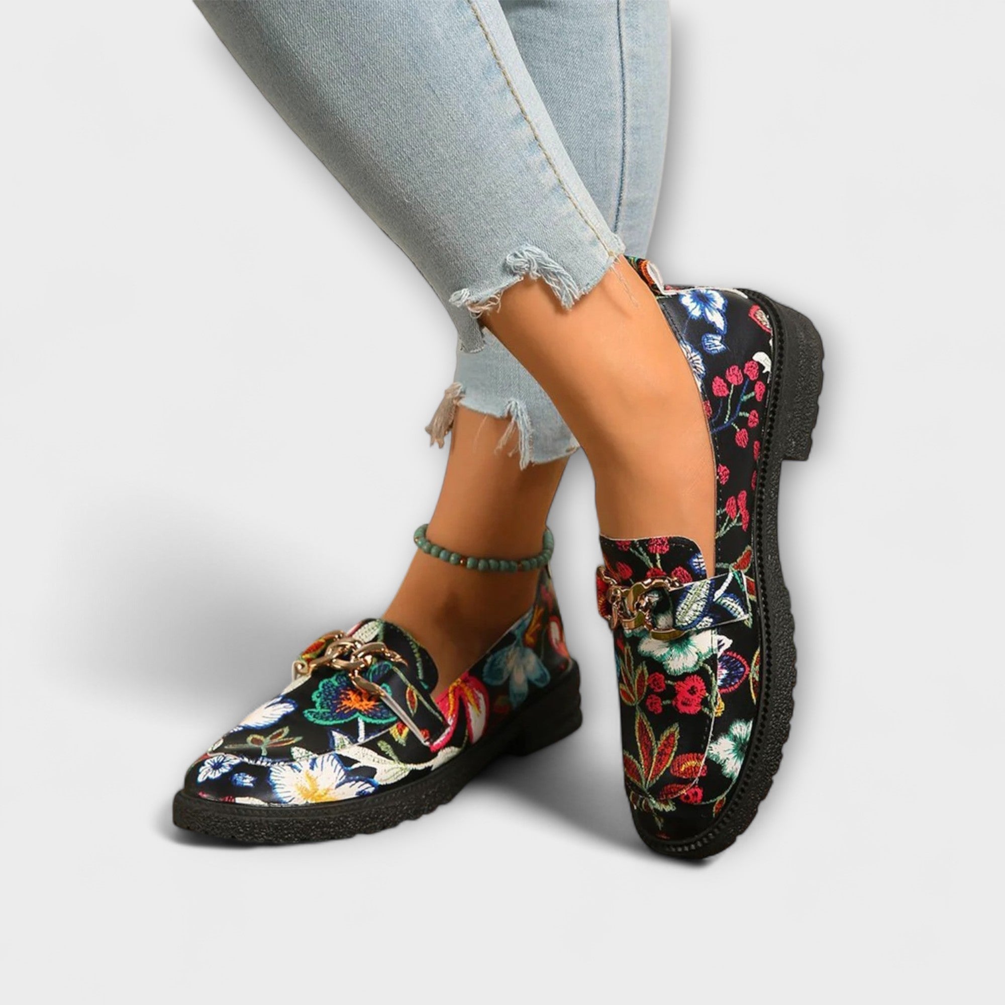 Dorien | Mocassini multicolori con motivo floreale