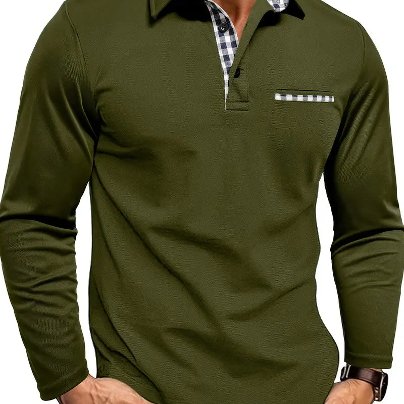 Marcel™ | Polo a maniche lunghe con dettaglio a quadri