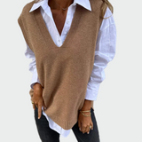 Maglione senza maniche intrecciato