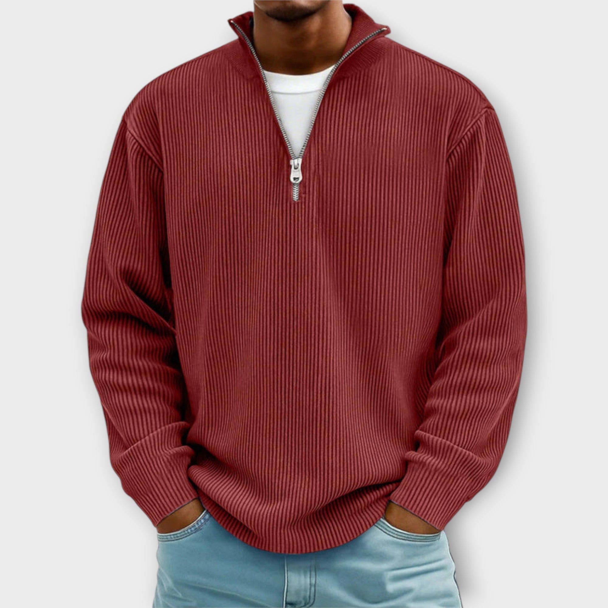Lennart | Maglione con colletto alto a coste e zip