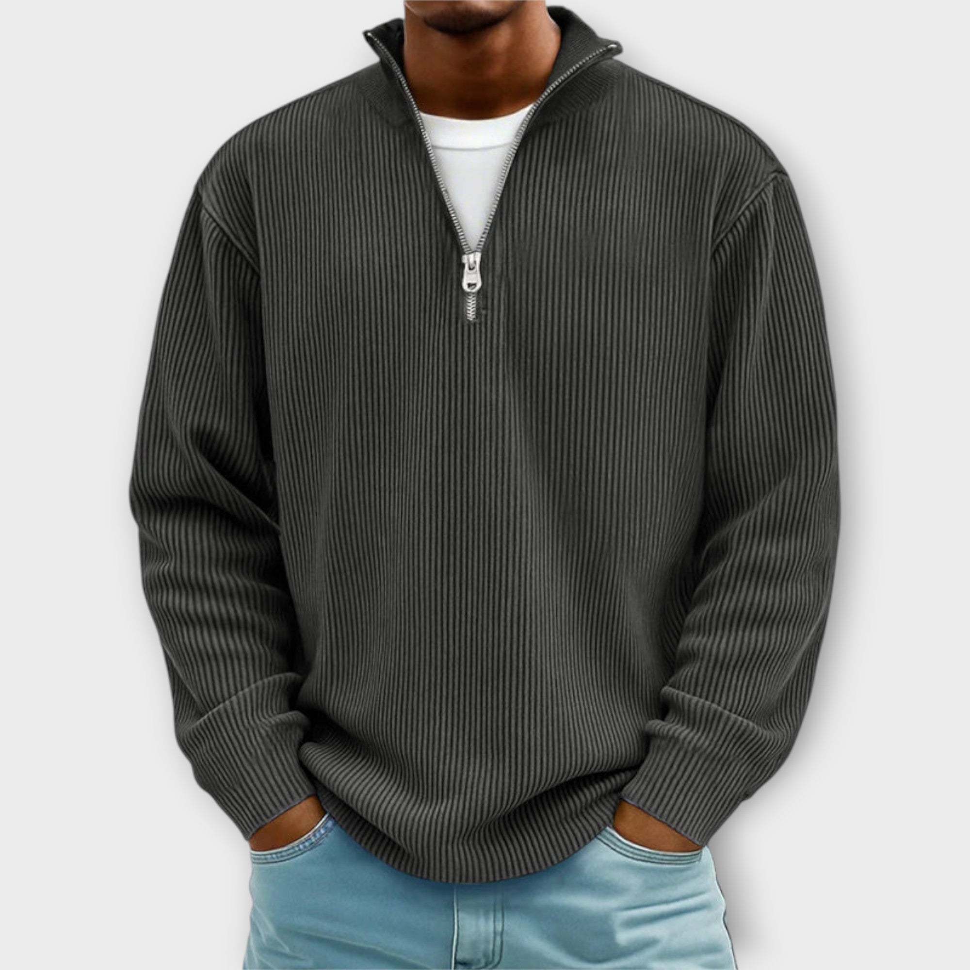 Lennart | Maglione con colletto alto a coste e zip