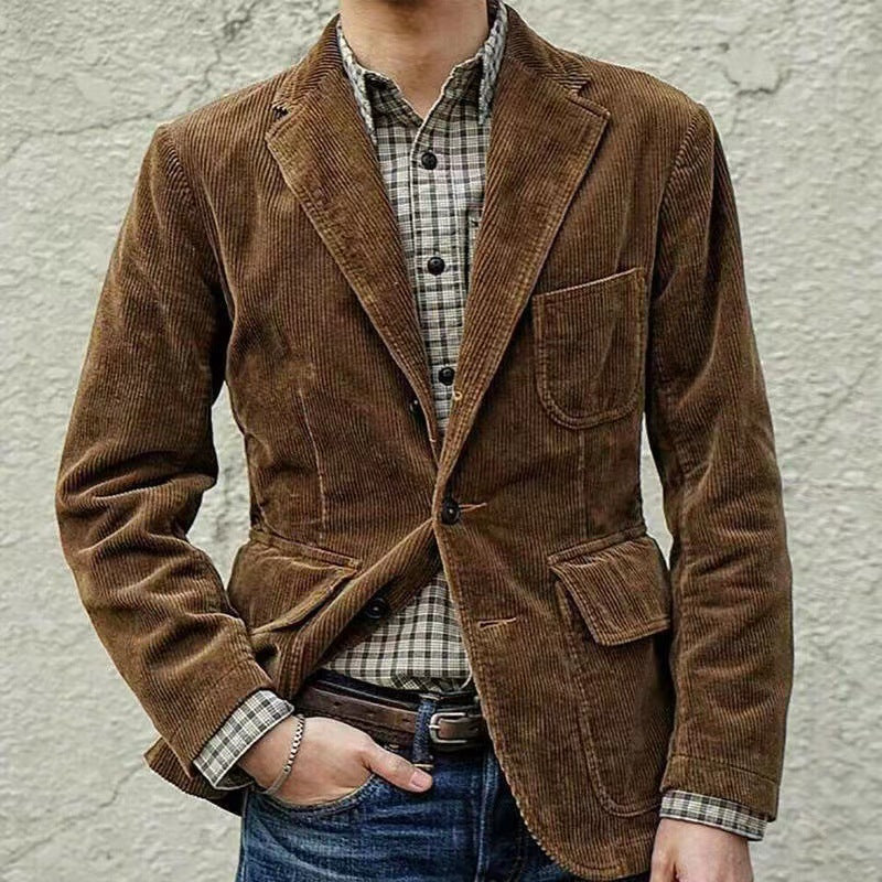 Set Blazer e Gilet in Velluto a Corda per Uomini