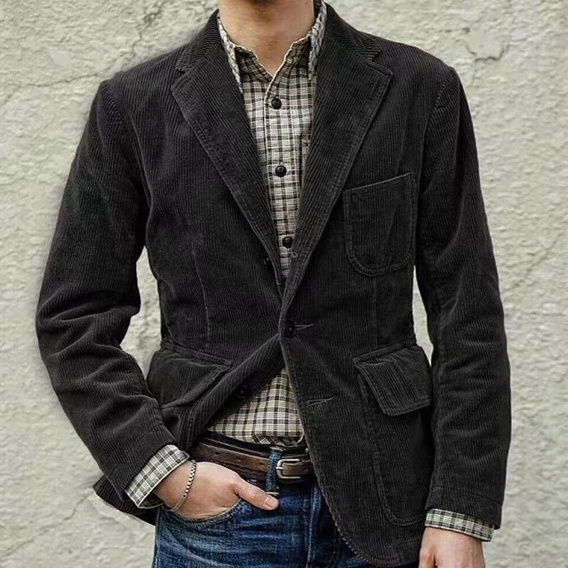 Set Blazer e Gilet in Velluto a Corda per Uomini