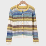 Cardigan in Maglia con Design a Righe Ispirato allo Stile Retrò