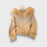 Alisanne – Giacca a maglia con zip e colletto in faux fur