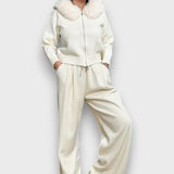 Alisanne – Giacca a maglia con zip e colletto in faux fur