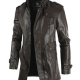 Giacca da Biker Elegante in Pelle Lunga