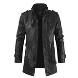 Giacca da Biker Elegante in Pelle Lunga
