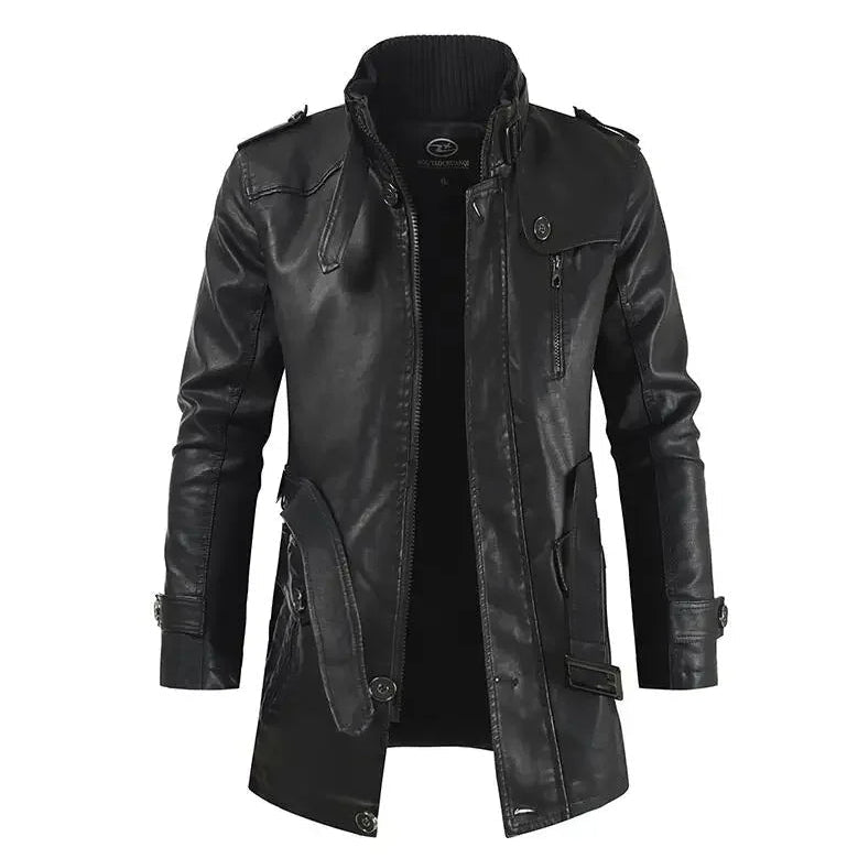 Giacca da Biker Elegante in Pelle Lunga